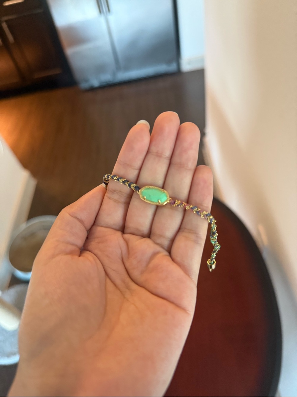 Kendra Scott Gold Bracelet with Mint Green Stone